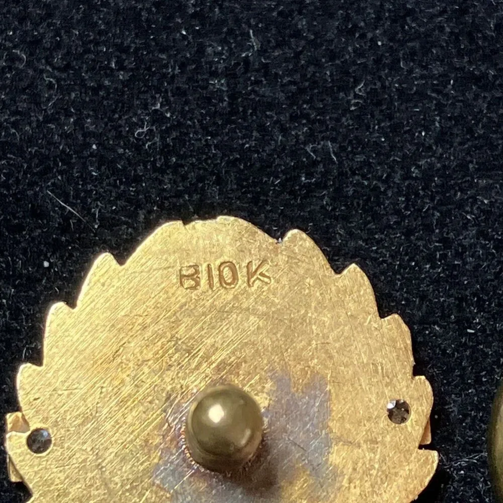Vintage 10K Yellow Gold Two Diamond Philco Tech Rep Employee Lapel Button Pin